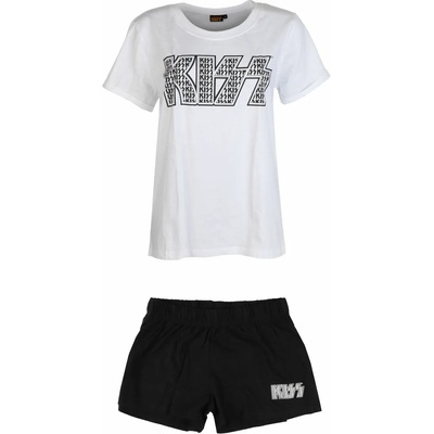 ROCK OFF Дамска пижама комплект Kiss - Logo Infill Lady WHT/BL - ROCK OFF - KISSPJ27LW