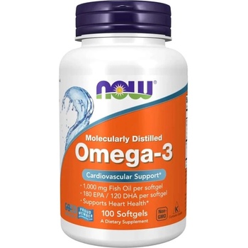 NOW Omega-3, 1000 mg, 100 меки капсули, Now