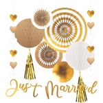 Amscan Комплект сватбена декорация - Just Married Golden