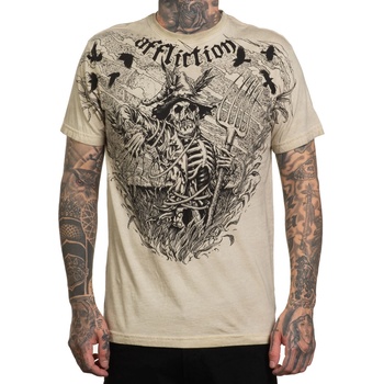 AFFLICTION Мъжка тениска affliction - silent curse - sand oil stain - a26977-snos