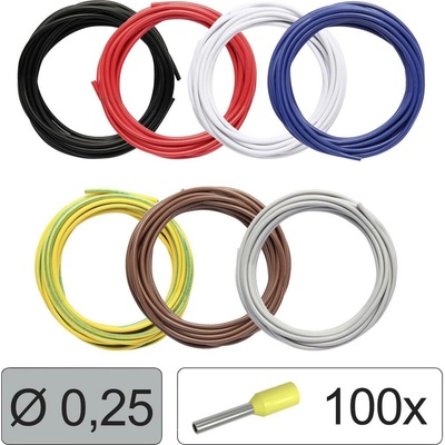 Quadrios 25CW111 jeden drôt, LiFY, 0.25 mm², čierna, červená, biela, modrá, žltozelená, hnedá, sivá, 1 sada