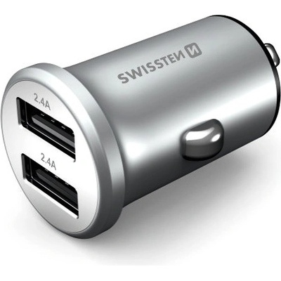 Swissten USB nabíječka do auta 12/24V 4800 mA, stříbrná