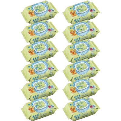 Bebelan Влажни кърпички Bebelan - Алое и лайка, 12 х 80 броя (3800232575003)