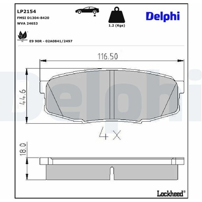 Sada brzdových platničiek kotúčovej brzdy DELPHI LP2154