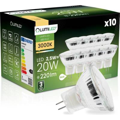 Lumiled 10x LED žiarovka MR11 2,5W = 20W 220lm 3000K Teplá biela 120° 12V