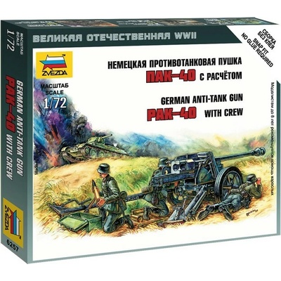 Zvezda Nemecký protitankový kanón PaK 40 s obsluhou 1:72