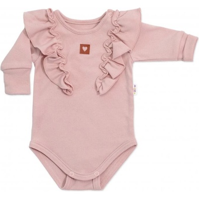 Baby Nellys Rastúce body Nature s dlhým rukávom a volániky staroružovej