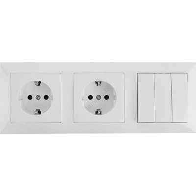 Aigostar - Троен ключ №3 и 2x SCHUKO розетки 230V с бяла рамка (AI2830)