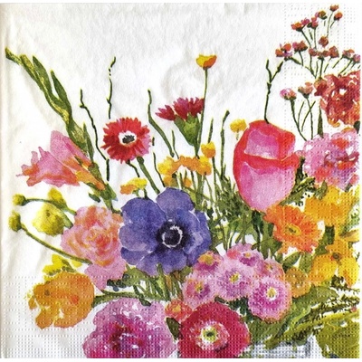 Ubrousek 33x33cm Kytice nádherných květů, akvarel – Zbozi.Blesk.cz