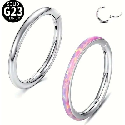 InfinityPierce Set 2 ks titanových kroužků – leštěná ocel + opálové kamínky, G23 - SENLASPKR02