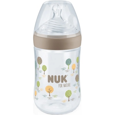 Nuk Шише със силиконов биберон NUK for Nature - 260 ml, размер M, Бежово (10742003)
