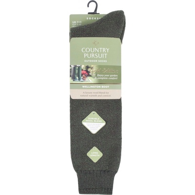 Country Pursuit 1 pár Wellington Boot vlnené podkolienky zelené