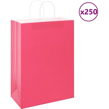 vidaXL Хартиени торбички 250 бр с дръжки розови 32x17x44 см (4101678)