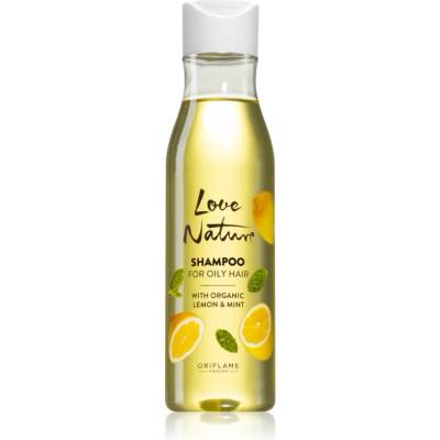 Oriflame Love Nature Organic Lemon & Mint дълбоко почистващ шампоан за мазна коса 250ml