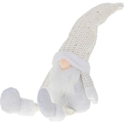 Aga Vianočný trpaslík s fúzmi biely 47cm