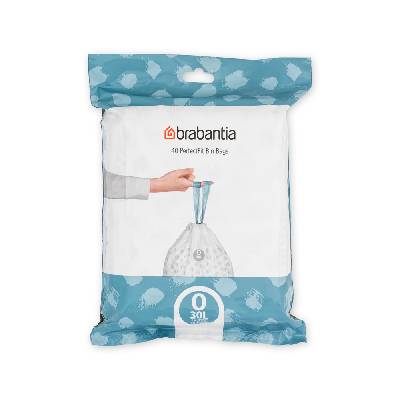 Торба за кош Brabantia PerfectFit FlatBack+/Bo, размер O, 30L, 40 броя, пакет (1006073)