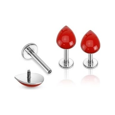 Šperky4U piercing do brady labreta kapka krve LB1023-1206