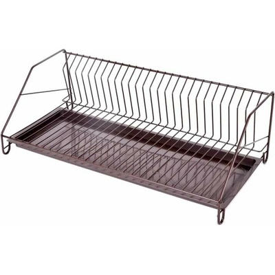Jednopatrový odkapávač na nádobí hnědý 50 cm s odkapávací miskou