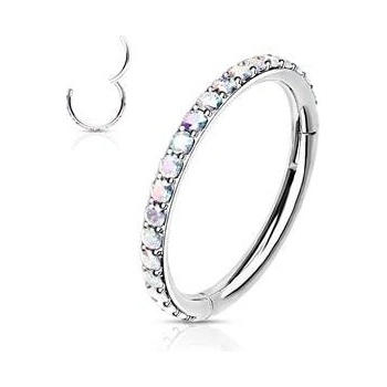 Šperky4U piercing segment kruh s duhovými kamínky K1041-AB