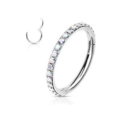 Šperky4U piercing segment kruh s duhovými kamínky K1041-AB