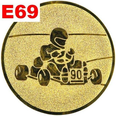 Emblém E69 MOTOKÁRY umístění na sportovní pohár nebo medaili 25 mm