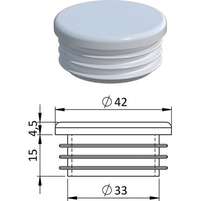 Vnitřní krytka kulatá ø 42 mm, plastová, bílá