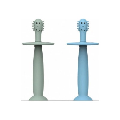 Matchstick Monkey Tréningová zubná kefka so zarážkou, mint green and light blue