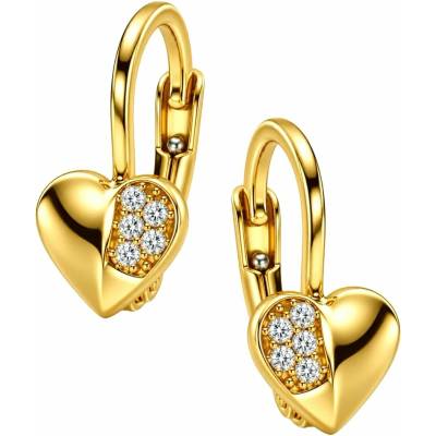 Zlaton Náušnice žluté zlato srdce osazené zirkony 1.4cm 1.6g O07052613662