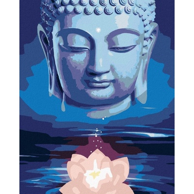 Zuty Malování podle číselModrý buddha s lotosem 80 x 100 cm vypnuté plátno na rám 8596530056034