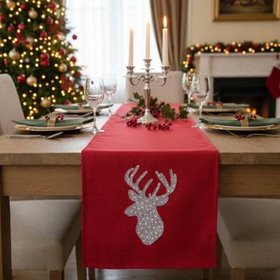 BBK Vánoční běhoun Christmas DEER červená 35x175 cm