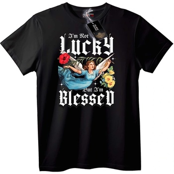 NOONEBRAND Тениска Не Съм Luck, а Благословен - S, Black