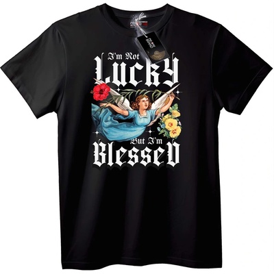 NOONEBRAND Тениска Не Съм Luck, а Благословен - S, Black