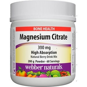 Webber Naturals Magnesium Citrate - Магнезий цитрат с висока абсорбация 300 mg, 200 g прах с вкус на горски плодове Webber Naturals (3169 WN)