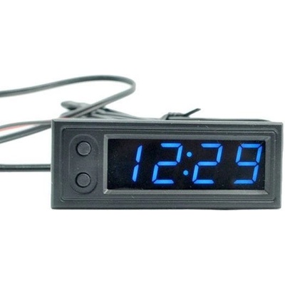 Teploměr,hodiny,voltmetr panelový 3v1, 12V, modrý, 1 tepl.čidlo | Zboží Auto