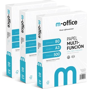 OFITURIA A3 Paper 80g 3 Pack of 500 Sheets Multifunctional Paper for Inkjet and Laser Printers A3 Sheets 297 x 420mm Ideal for Office and Home m-office (1500 Sheets) - COM0593