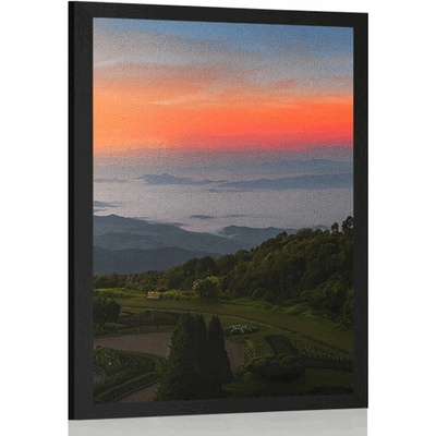 Plakát večerní západ slunce nad Thajskem - 20x30 silver