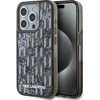 KARL LAGERFELD Liquide Glitter Monogram Gradient Case iPhone 15 Pro Max - черен (3666339256173)