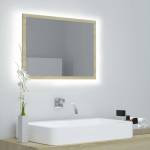 vidaXL LED огледало за баня, дъб сонома, 60x8, 5x37 см, акрил (804919)