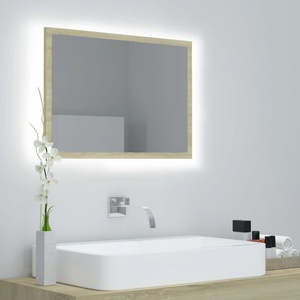 vidaXL LED огледало за баня, дъб сонома, 60x8, 5x37 см, акрил (804919)
