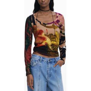 DESIGUAL Дамска тениска с дълъг ръкав desigual, Размер s, Цвят Кафяво (25wwtk38_ma3035)