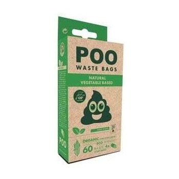 M-Pets - POO BIO Dog Waste Bags Mint Scented 100% биоразградими пликчета, 4 ролки х 15 торбички, бели с аромат на мента