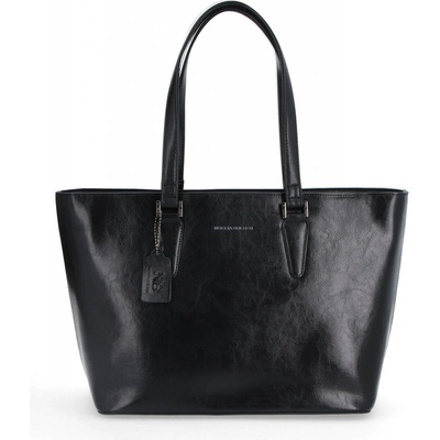 Noelia Bolger dámska kožená shopper kabelka s lesklým povrchom 0047 1 0047 Čierna
