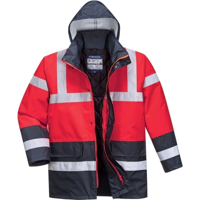PortWest bunda Contrast Traffic S466 Hi-Vis zateplená nepromokavá reflexní Červeno-navy