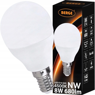 ecoPLANET LED žiarovka E14 G45 8W 700lm neutrálna biela