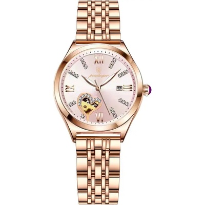 Poedagar Дамски часовник Poedagar CS1341, неръждаема стомана, злато, розов циферблат (CS1341)