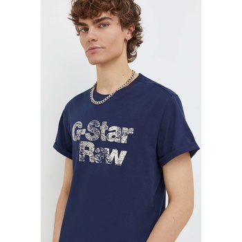 G-Star Raw Памучна тениска G-Star Raw в тъмносиньо с принт (D24667.336)