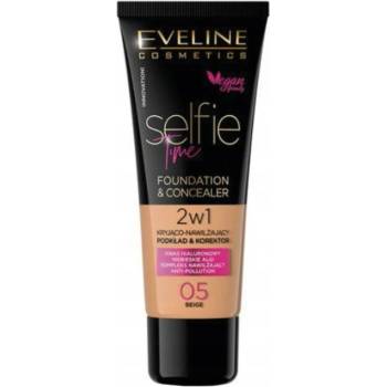 Eveline Selfie Time 2in1 Foundation & Concealer 05 Beige dlhotrvajúci make-up 2v1 30 ml
