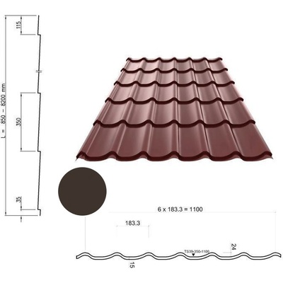 Ruukki Taškové tabule 50 Monterrey Tmavě hnědá 1 m²