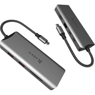 ADAM elements Мултифункционален хъб за свързване на допълнителна периферия за устройства с USB-C - Adam Elements A09 Casa Hub USB-C 9-in-1 (тъмносив) (AAPADHUBA09GY)