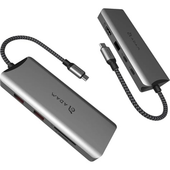 ADAM elements Мултифункционален хъб за свързване на допълнителна периферия за устройства с USB-C - Adam Elements A09 Casa Hub USB-C 9-in-1 (тъмносив) (AAPADHUBA09GY)